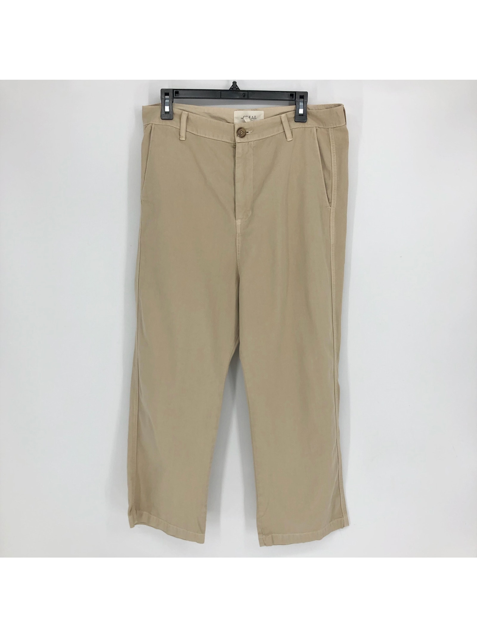 The Great Womens Dress Pants 12/31 Khaki 100% Cotton Flat Straight Trouser Nwot